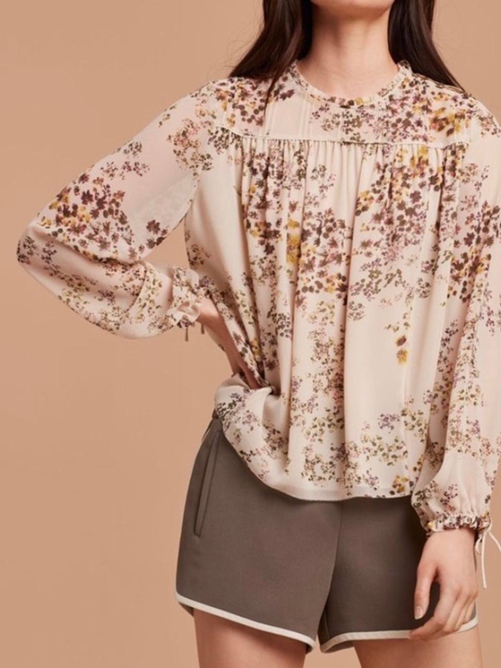 Wilfred Aritzia Lourdes Floral Blouse M Sheer Romantic Boho Top